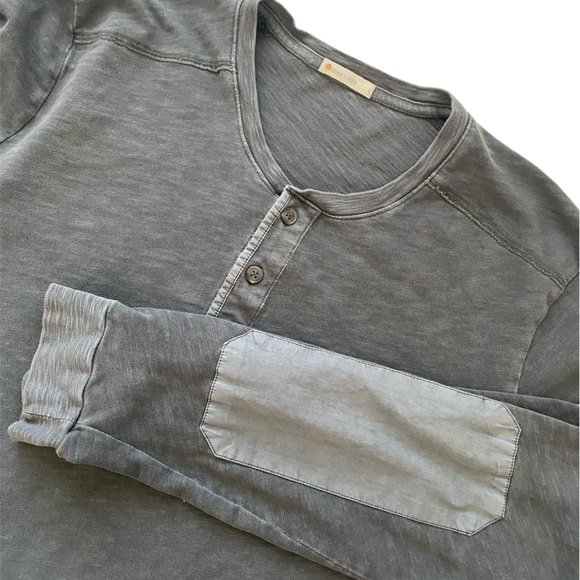 Marine Layer Charcoal Long Sleeve Henley 1/4 Button Up With Elbow Pads Shirt - Picture 1 of 9